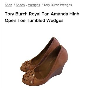 Tory Burch Amanda Wedges 7.5 Royal Tan Pre Owned
